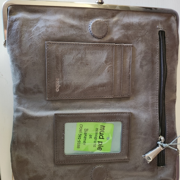 Genuine leather grey / gray clutch magnetic clasp NWT - Picture 6 of 7